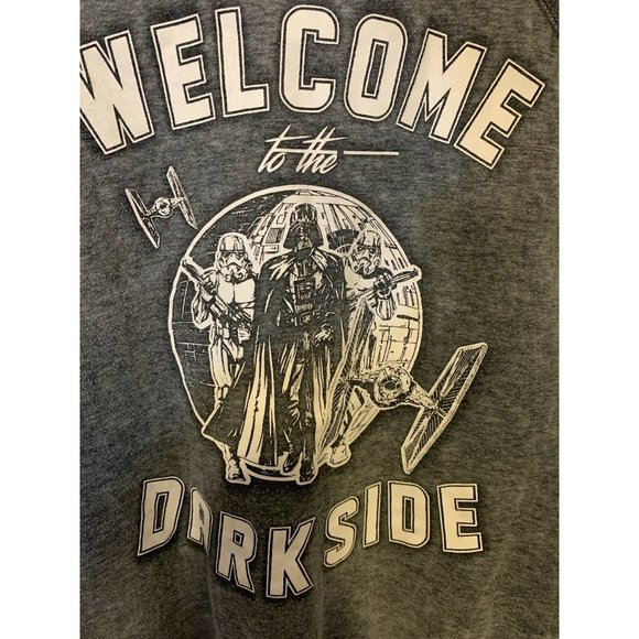 Welcome To The Dark Side Sweat Men’s Sz L STAR WARS Darth Vader Grey Deathstar - Picture 4 of 7